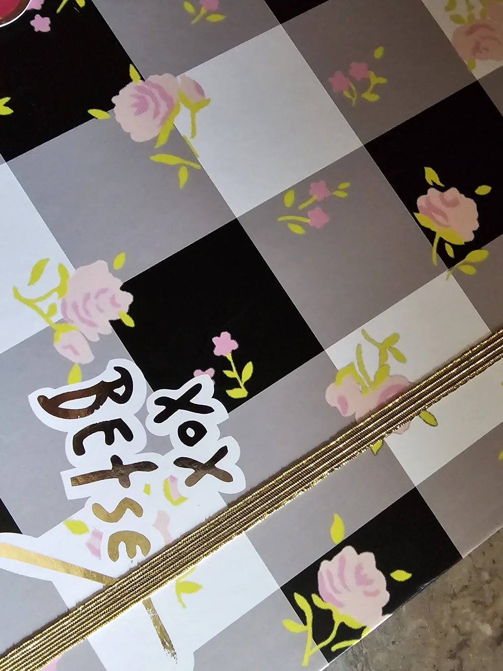 Betsey Johnson Floral Check Clipboard Padfolio in Pink & Gold